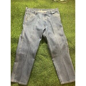 Round House Jeans Mens 40x30 Made in USA Blue Denim Straight Leg Workwear EUC